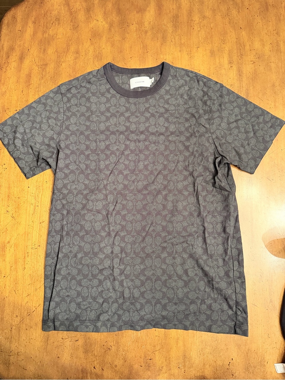 Coach Signature Monogram T-Shirt Grey Charcoal Size Small